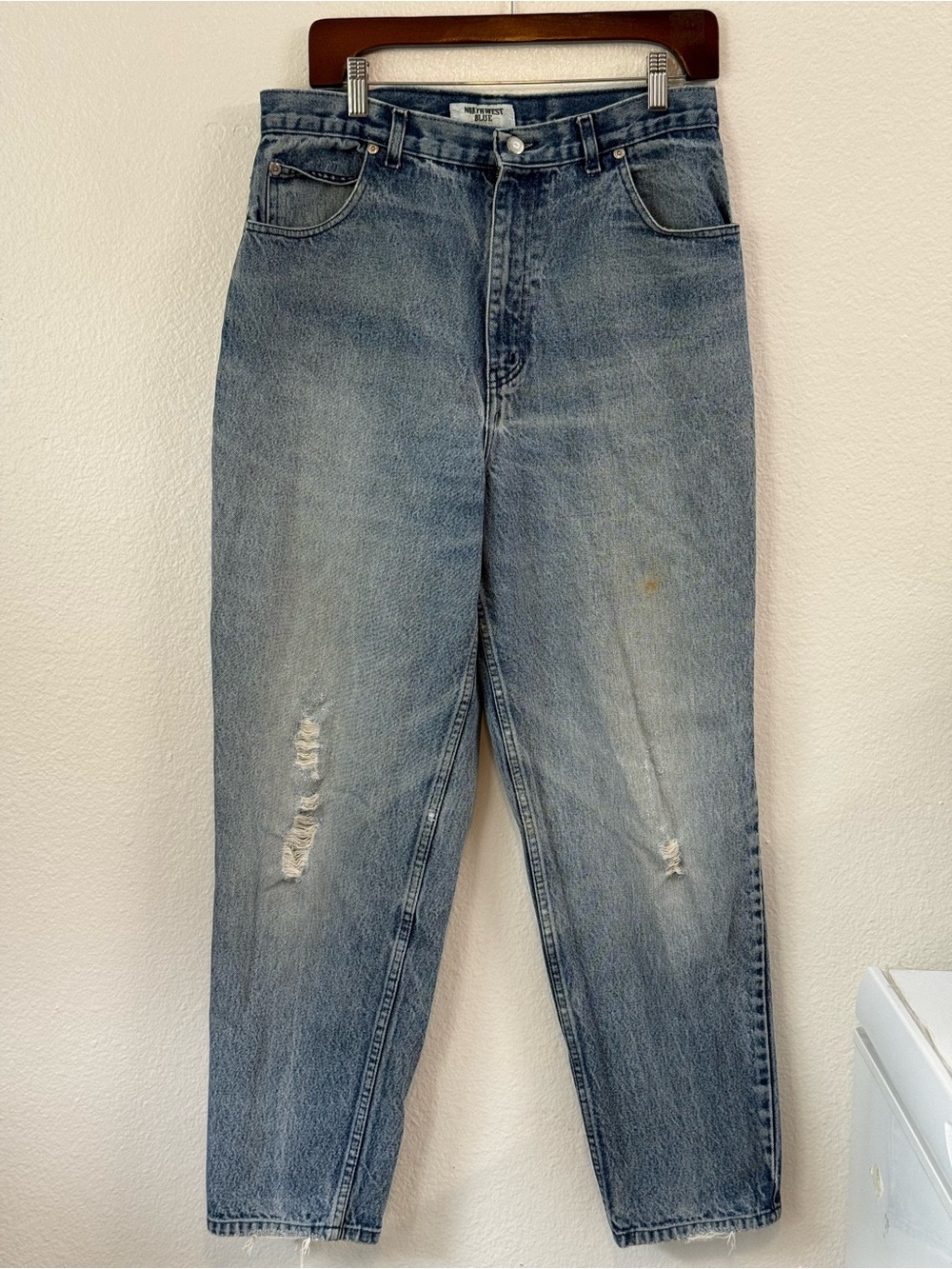 VTG 80s-90s Northwest Blue High-Rise Distressed Blue Denim Jeans Size 16A‎ Retro